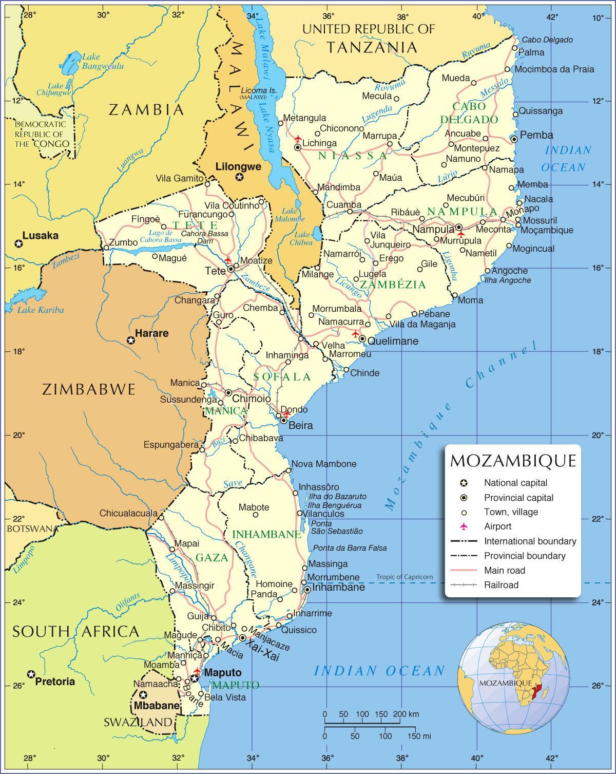 Mozambique floder kort