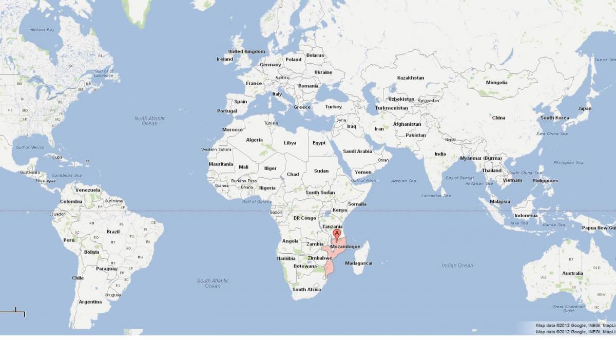 Mozambique på et verdenskort