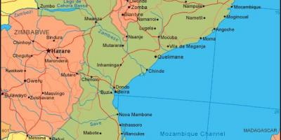 Kort over Mozambique kyst