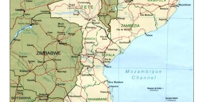 Kort over Mozambique veje
