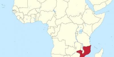 Kort over Mozambique i afrika