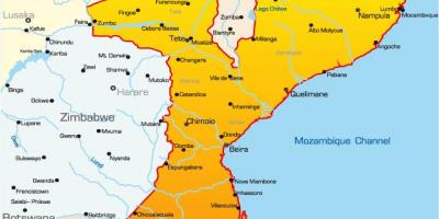 Kort over Mozambique kort med afstande