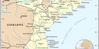 Lufthavne i Mozambique på et kort